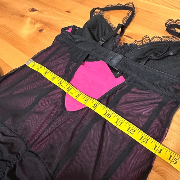 Corset Women L Whimisigoth Romantic Coquette‎ Floral Lace Bow Ruffle Top Boning - Picture 6 of 10